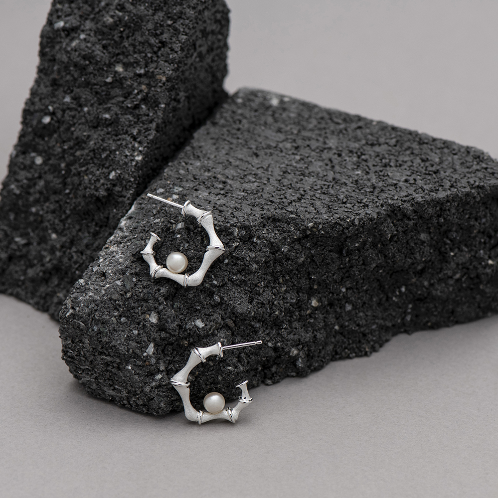 Bamboo Hoop Small Silver