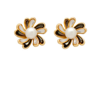 Corona Stud Earrings Black/White